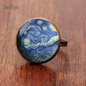 SUTEYI Classic Round Glass Rings