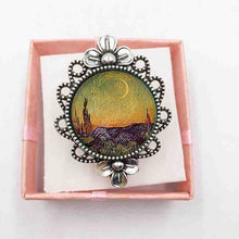 Load image into Gallery viewer, 1 pc glass dome silver ring Starry Night by Vincent