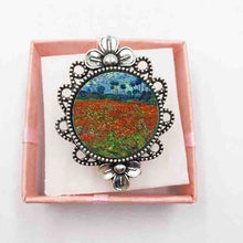Load image into Gallery viewer, 1 pc glass dome silver ring Starry Night by Vincent