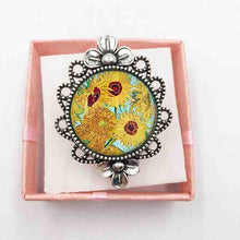 Load image into Gallery viewer, 1 pc glass dome silver ring Starry Night by Vincent