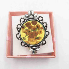 Load image into Gallery viewer, 1 pc glass dome silver ring Starry Night by Vincent