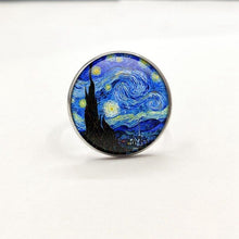Load image into Gallery viewer, New Glass Dome Rings The Starry Night by Vincent